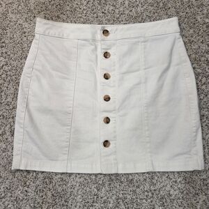 Loft White Denim Button-Front Women's Skirt Petite 12